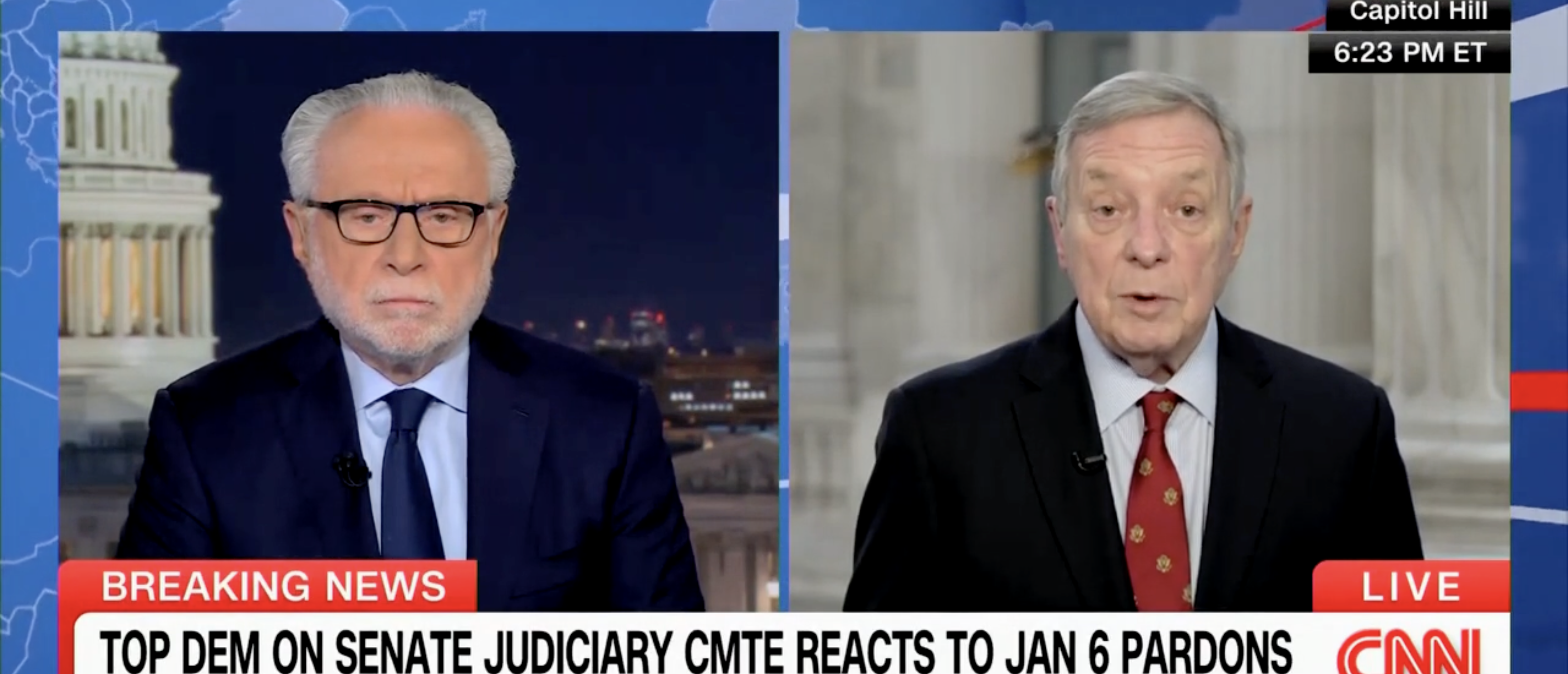 Dick Durbin on "The Situation Room With Wolf Blitzer" discussing Bidens pardons [Screenshot/CNN/"The Situation Room With Wolf Blitzer"]